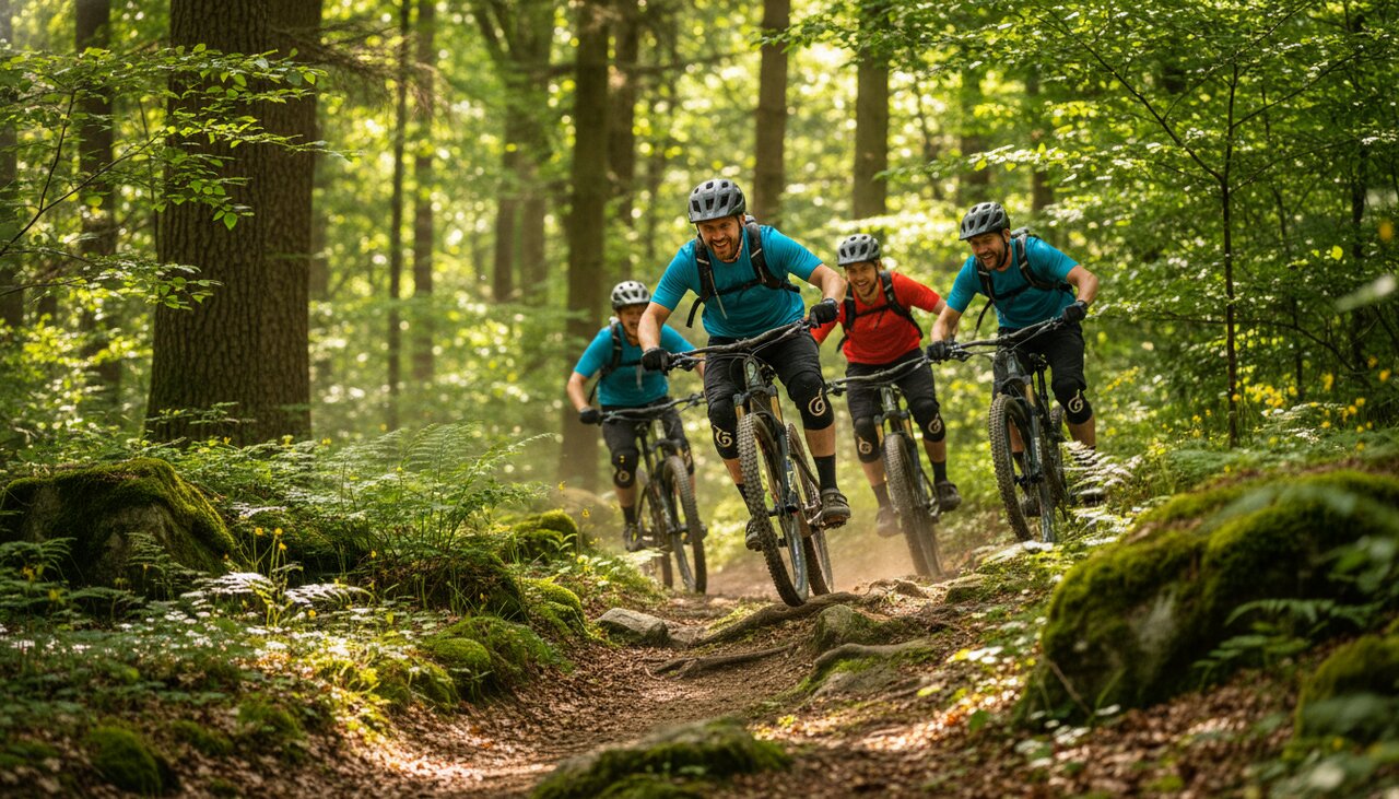Mountain biking through the Eifel forest