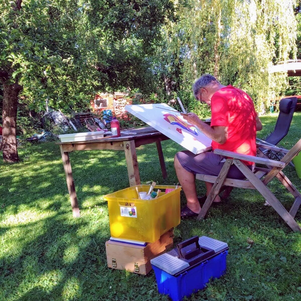 Garden patio with dining table