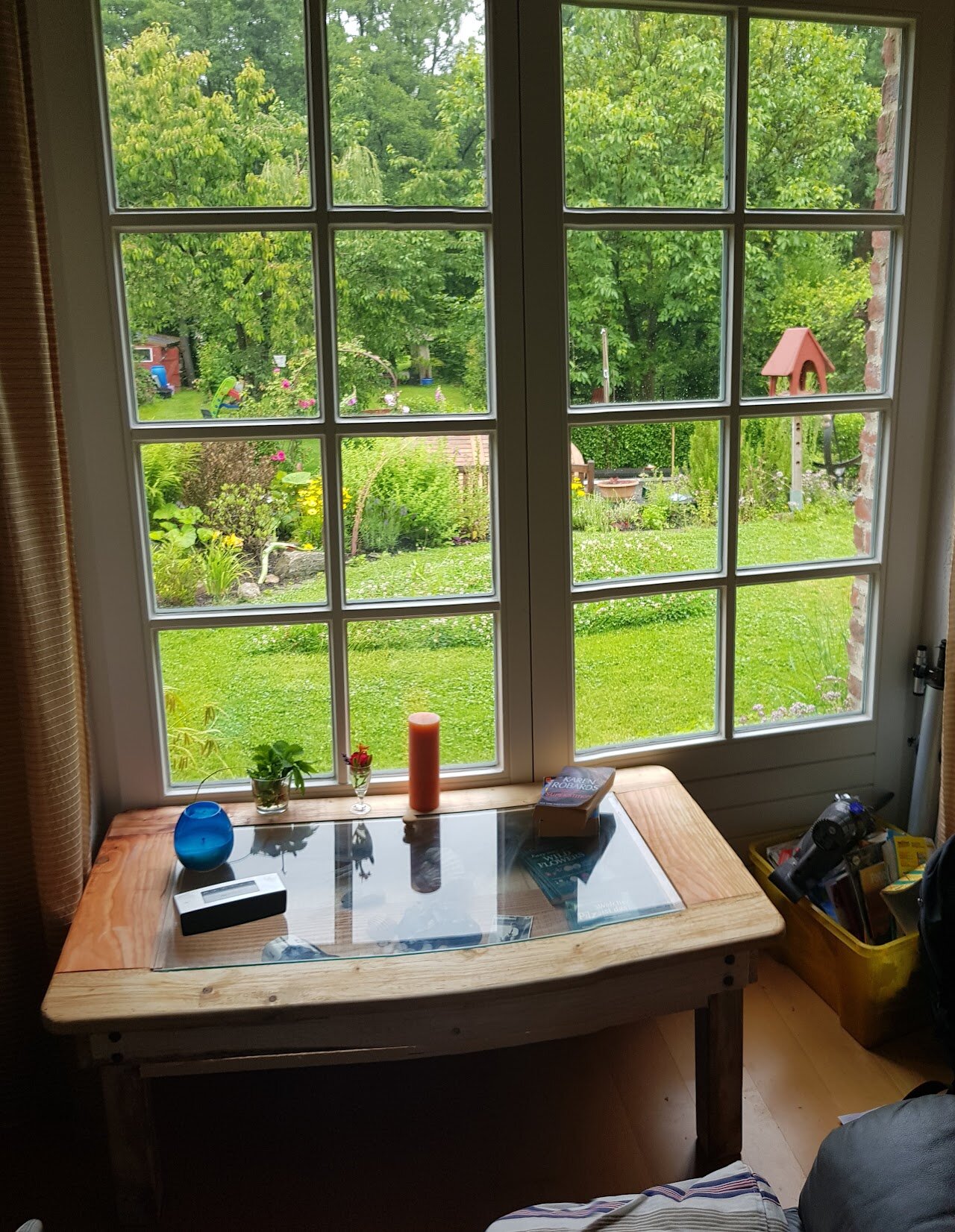Window view onto the Eifel hills